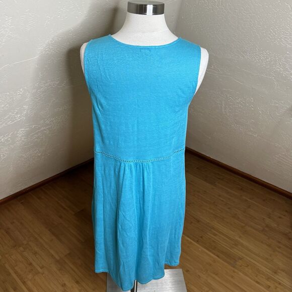 Sundance Shift Dress Size Small Blue 100% Linen Floral Embroidery Sleeveless - Picture 7 of 7